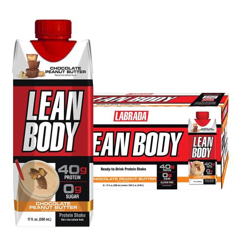 Labrada Lean Body Ready-to-Drink Protein Shake (12 x 500 ml, Burro di Arachidi al Cioccolato)