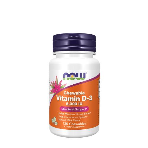 Now Foods Vitamin D-3 5,000 IU (120 Compresse da masticare, Aroma Naturale alla Menta )