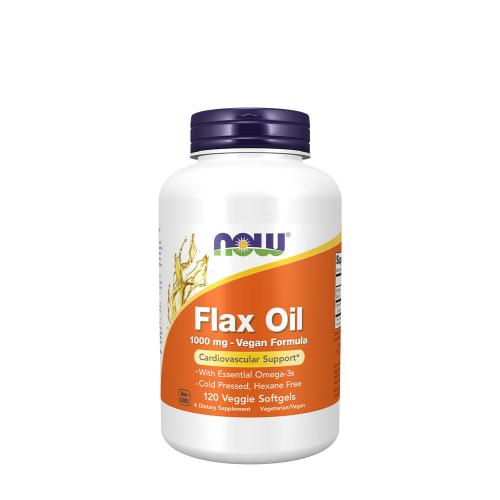 Now Foods Olio di lino 1000 mg Formula vegana - Flax Oil 1000 mg Vegan Formula (120 Veggie Capsule morbida, Bianco-rosa)