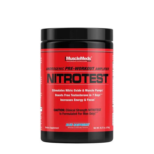 MuscleMeds Nitrotest - 2 in 1 Pre-Workout + Test Booster (474 g, Lampone Blu)