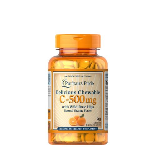 Puritan's Pride Vitamin C-500 mg with Rose Hips (90 Compresse da masticare)