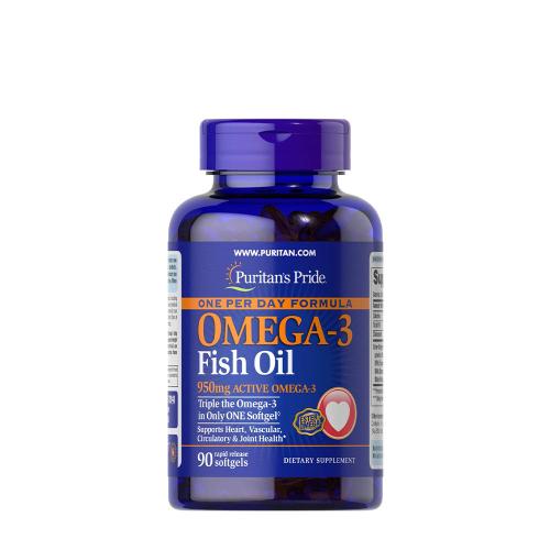 Puritan's Pride Olio di pesce Omega-3 Uno al giorno 1360 mg (950 mg di Omega-3 attivi) - One Per Day Omega-3 Fish Oil 1360 mg (950 mg Active Omega-3) (90 Capsule morbida)