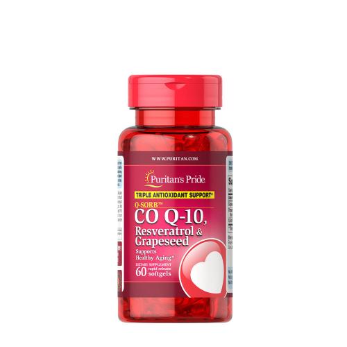 Puritan's Pride Q-SORB™ Co Q-10, Resveratrol & Grapeseed (60 Capsule morbida)