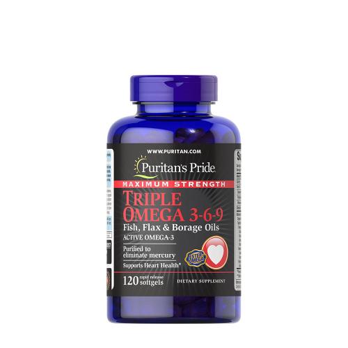 Puritan's Pride Maximum Strength Triple Omega 3-6-9 Fish,Flax & Borage Oil  (120 Capsule morbida)