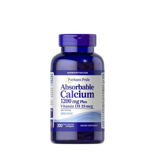Puritan's Pride Absorbable Calcium 1200 mg with Vitamin D3 1000 IU (200 Capsule morbida)