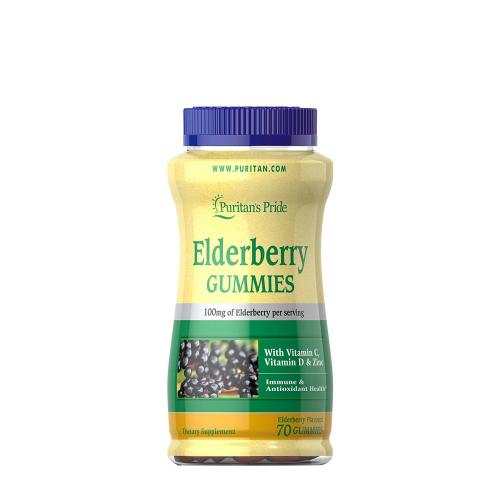 Puritan's Pride Elderberry Gummies with Vitamin C, D & Zinc (70 Caramella gommosa, Sambuco )