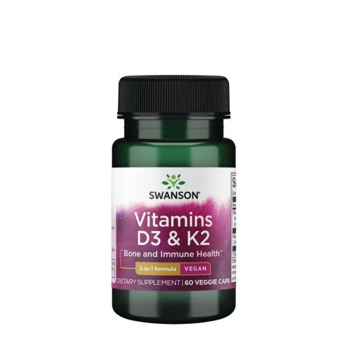 Swanson Vitamins D3 & K2  (60 Capsule)