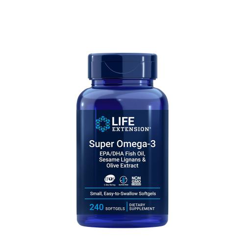 Life Extension Super Omega-3 Plus EPA/DHA Fish Oil, Sesame Lignans, Olive Extract (240 Capsule morbida)