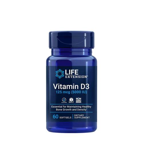 Life Extension Vitamin D3 125 mcg (5000 IU) (60 Capsule morbida)