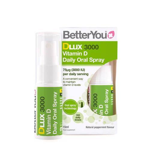 BetterYou Dlux Daily Vitamin D 3000 IU Oral Spray  (15 ml, Menta Naturale)