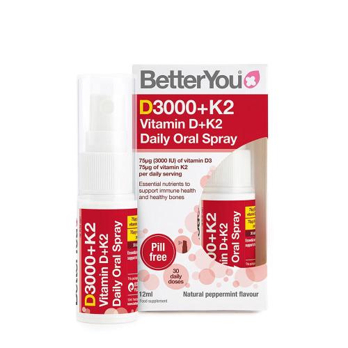 BetterYou Dlux+ Vitamin D+K2 Daily Oral Spray  (12 ml, Menta Naturale)
