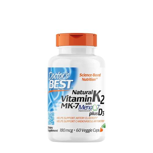 Doctor's Best Natural Vitamin K2 (MK7) 180 mcg + D3 1000 IU (60 Veggie Capsule)