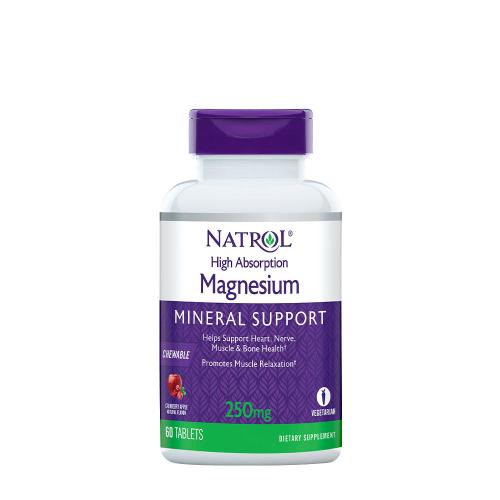 Natrol Magnesium High Absorption 250 mg (60 Compresse da masticare, Mela al Mirtillo)