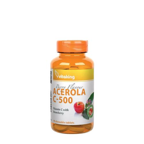 Vitaking Vitamin C-500 Acerola Raspberry (40 Compresse da masticare, Fragola)