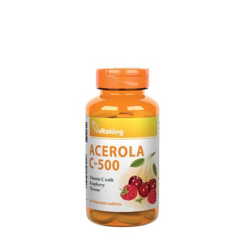 Vitaking Vitamin C-500 Acerola Plus (40 Compresse da masticare, Mirtillo Blu)