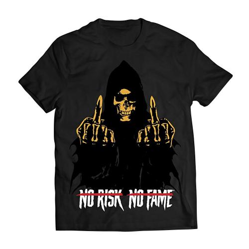 Skull Labs No Risk, No Fame T-Shirt (XXL, Nero / Oro)