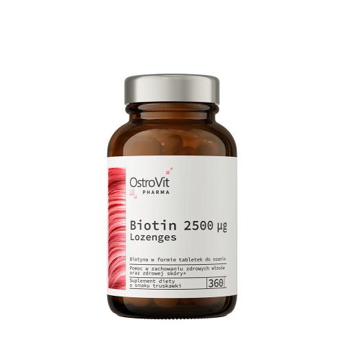 OstroVit Pharma Biotin 2500 μg pastiglie - Pharma Biotin 2500 μg lozenges (360 Compressa da succhiare, Fragola)