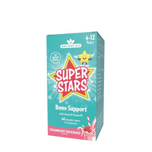 Natures Aid Super Stars Bone Support - Strawberry Milkshake Flavor (60 Compresse da masticare)