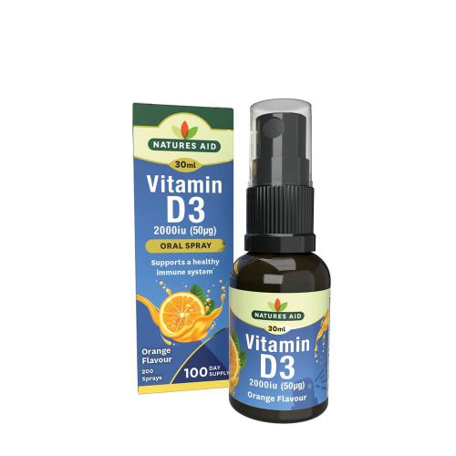 Natures Aid Vitamina D3 Spray orale giornaliero - Vitamin D3 Daily Oral Spray (30 ml, Arancia)