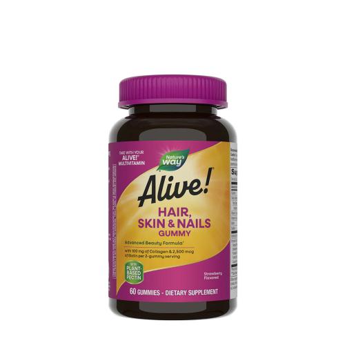 Natures Way Alive!® Hair, Skin & Nails Gummies (60 Caramella gommosa, Fragola)