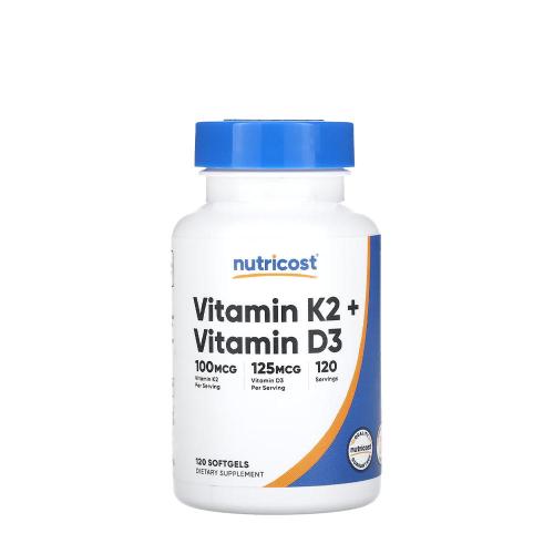 Nutricost Vitamin K2 (MK7) (100 mcg) + Vitamin D3 (5000 IU) (120 Capsule morbida)