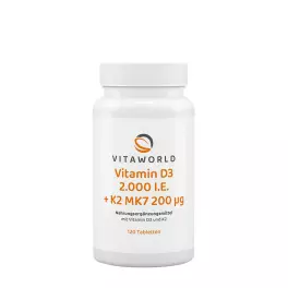   Vitaworld Vitamin D3 2000 IU + K2 MK7 200 mcg (120 Compressa)