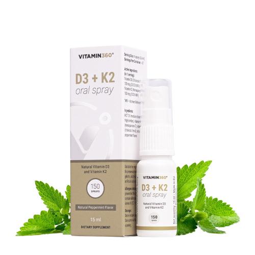 Vitamin360 D3 + K2 Oral Spray (15 ml, Menta Naturale)